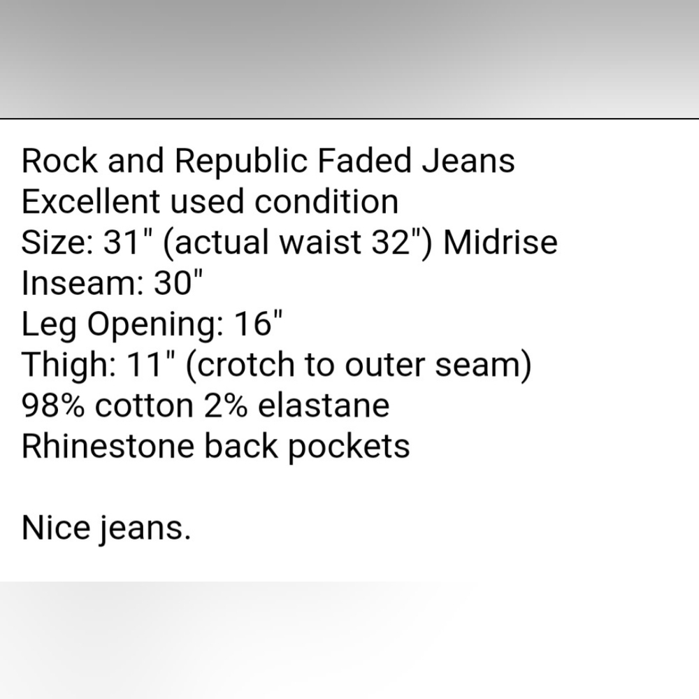Rock & Republic EUC Size 31 Mid-rise Faded Bootcut Women's Jeans - Picture 6 of 6